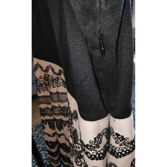 Black & Cream ELLE Womens Sleeveless Lace Overlay Dress Size 16 Made In China El - Picture 8 of 10